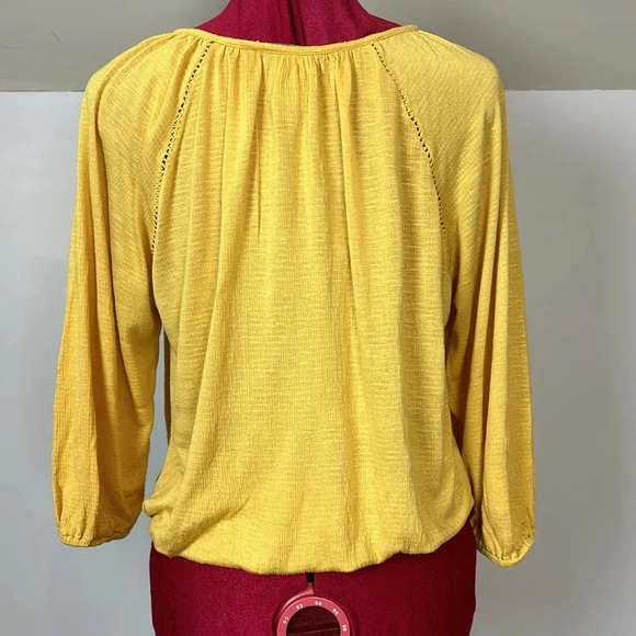 American Rag cie long sleeve raglan v-neck flounce front tie elastic XS - S - Picture 3 of 10